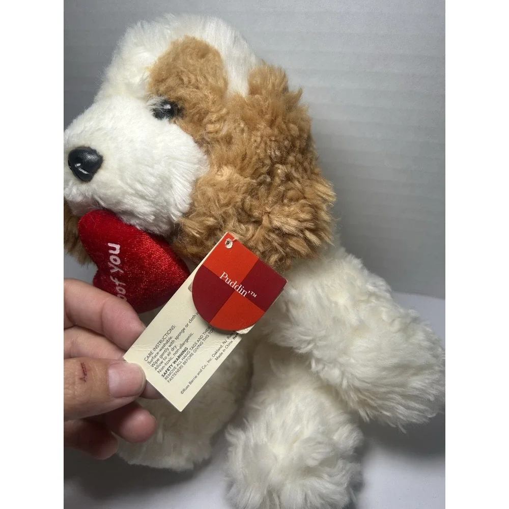 Vtg Russ Berrie Puddin Cocker Spaniel Puppy‎ Dog Small Plush Toy Cockapoo Heart